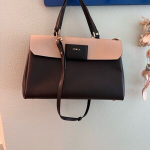 Furla Two-Tone Black and Cream Satchel